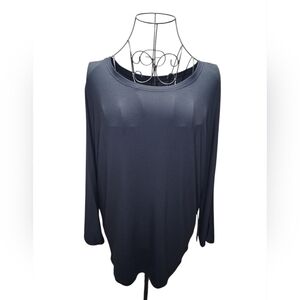 Tahari Charcoal Long Sleeve Stretch Top